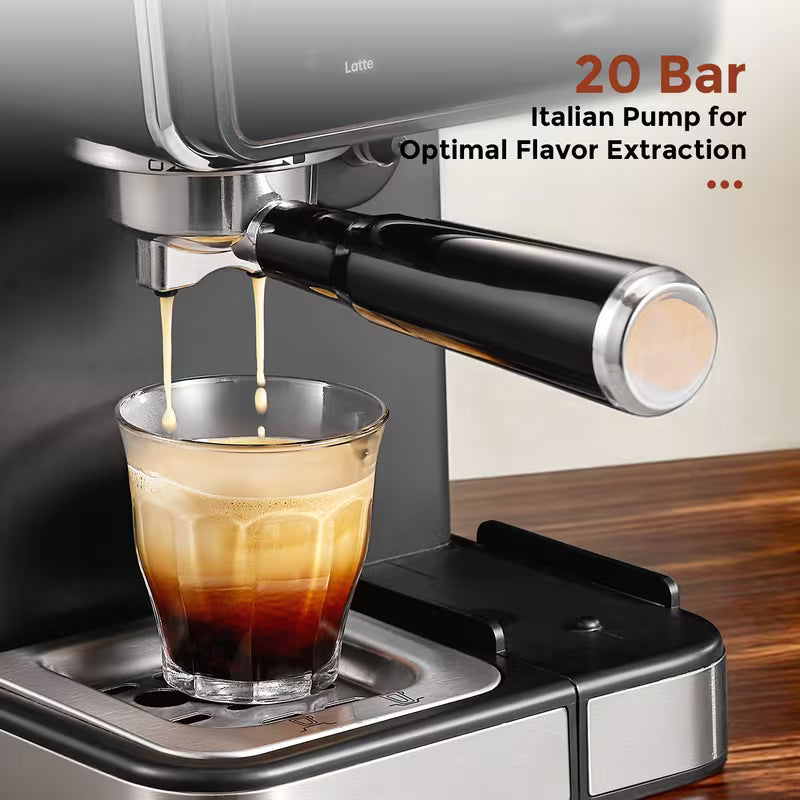 20 Bar Espresso Machine with Automatic Milk Tank & Touch Screen - Semi-Automatic Coffee Maker Suitable for Espresso, Latte, Cappuccino, Removable Water Reservoir Tank, Capacity, Timer, - for, Plug (Black)